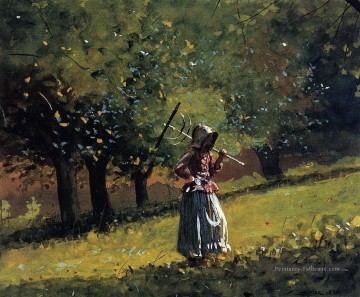  pittore Tableaux - Fille avec un rateau de foin réalisme peintre Winslow Homer